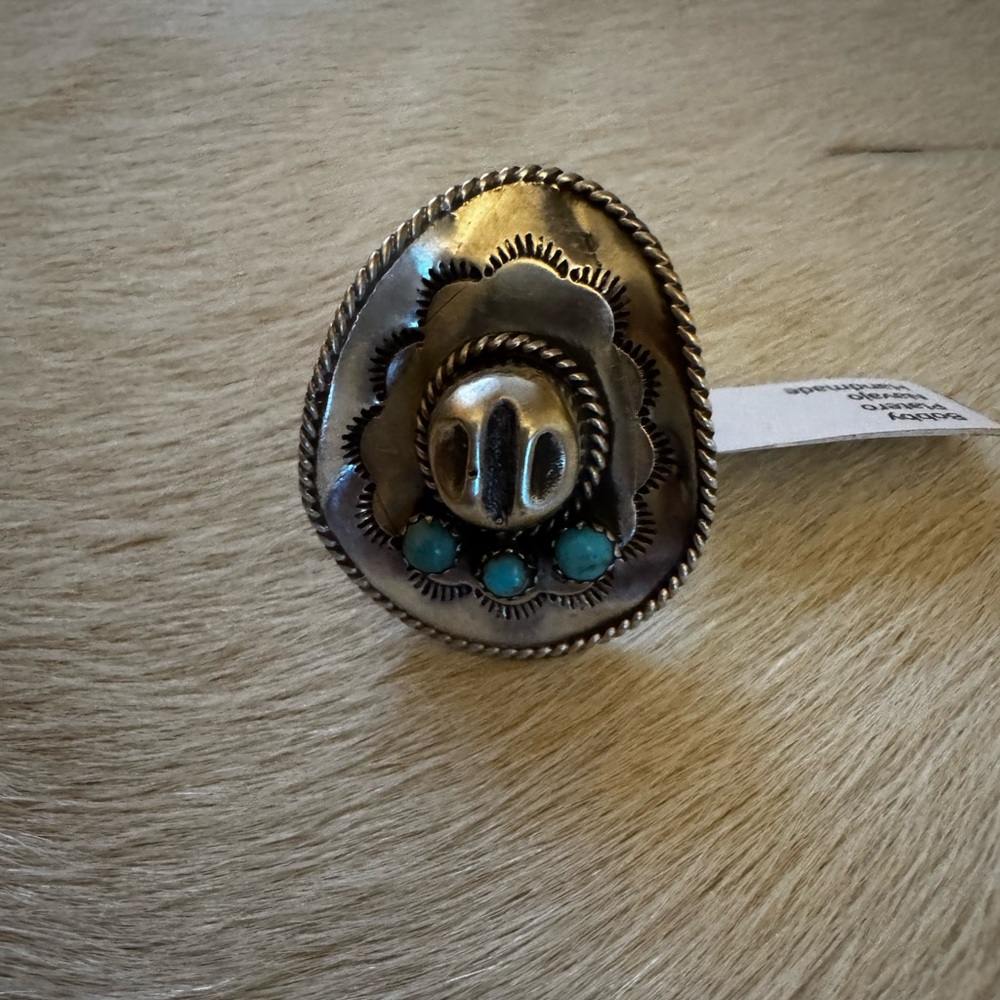 Bobby Platero Cowboy Hat Turquoise Statement Ring